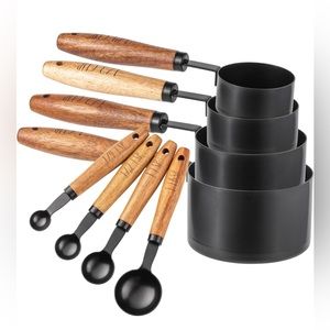 Rae Dunn 8 Piece Measuring Cups Set and Measuring Spoons Set Matte Black